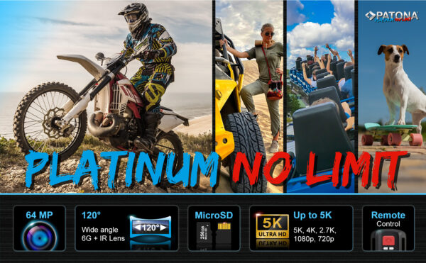 Platinum Action Cam Life SL4 5K 120fps 64mp EIS 120Adeg 6G+IR RC Wifi APP many accessories - Afbeelding 8