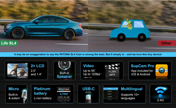Platinum Action Cam Life SL4 5K 120fps 64mp EIS 120Adeg 6G+IR RC Wifi APP many accessories - Afbeelding 11